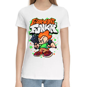 Женская хлопковая футболка с принтом Friday Night Funkin, Пико в Тюмени,  |  | 
