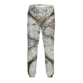 Мужские спортивные штаны с принтом Старинная карта мира ,  |  | 