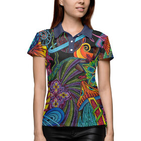 Женская рубашка поло 3D с принтом Mushrooms and space в Тюмени,  |  | 