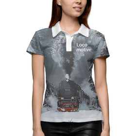 Женское поло 3D с принтом Locomotive ,  |  | Тематика изображения на принте: 