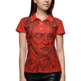 Женская рубашка поло 3D с принтом Владимир Маяковский графика ,  |  | 