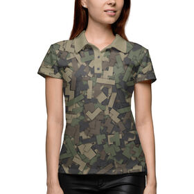 Женская рубашка поло 3D с принтом Камуфляж - тетрис ,  |  | 