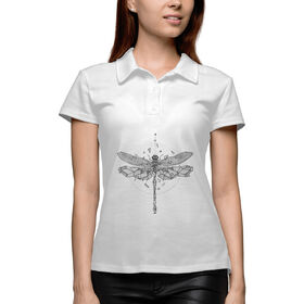 Женская рубашка поло 3D с принтом Geometric dragonfly в Екатеринбурге,  |  | 