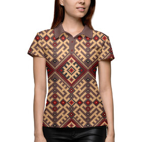Женская рубашка поло 3D с принтом Украинский узор в Тюмени,  |  | 