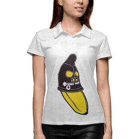 Женская рубашка поло 3D с принтом Банан в маске в Тюмени,  |  | Тематика изображения на принте: 