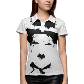 Женская рубашка поло 3D с принтом Чарли Чаплин в Новосибирске,  |  | Тематика изображения на принте: 