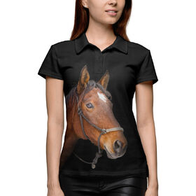 Женское поло 3D с принтом Одинокая лошадь в Курске,  |  | 
