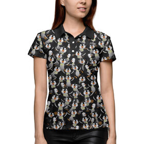 Женская рубашка поло 3D с принтом Дурацкие пингвины ,  |  | Тематика изображения на принте: 