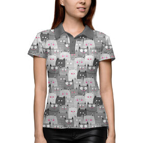 Женская рубашка поло 3D с принтом Любимые коты в Кировске,  |  | Тематика изображения на принте: 