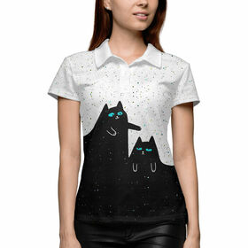 Женская рубашка поло 3D с принтом Котики ,  |  | Тематика изображения на принте: 