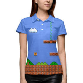 Женская рубашка поло 3D с принтом Super Mario 8bit в Санкт-Петербурге,  |  | 