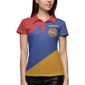 Женская рубашка поло 3D с принтом Герб на флаге Армении ,  |  | 