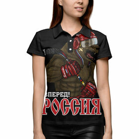 Женская рубашка поло 3D с принтом Мишка в Санкт-Петербурге,  |  | 