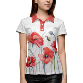 Женская рубашка поло 3D с принтом Маки в Новосибирске,  |  | 
