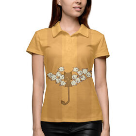 Женская рубашка поло 3D с принтом Кот на проводах ,  |  | Тематика изображения на принте: 