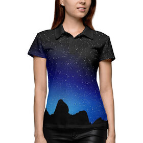 Женская рубашка поло 3D с принтом Ночное звёздное небо в Петрозаводске,  |  | 