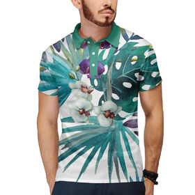 Мужская рубашка поло 3D с принтом Дикая орхидея в Курске,  |  | Тематика изображения на принте: 