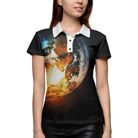 Женская рубашка поло 3D с принтом Земля ,  |  | 