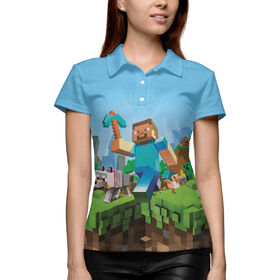 Женская рубашка поло 3D с принтом Minecraft в Курске,  |  | Тематика изображения на принте: 