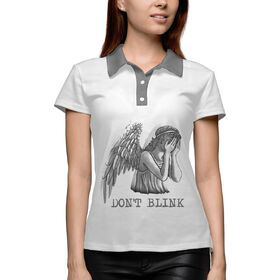 Женская рубашка поло 3D с принтом Плачущий ангел в Тюмени,  |  | Тематика изображения на принте: 