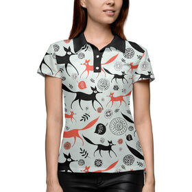 Женская рубашка поло 3D с принтом Лисички ,  |  | 