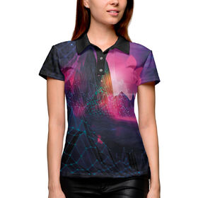 Женская рубашка поло 3D с принтом Психоделика в стиле глитч в Курске,  |  | 