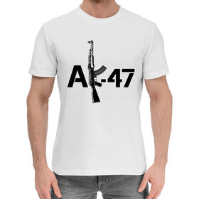 Мужская хлопковая футболка с принтом АК-47 в Курске,  |  | 