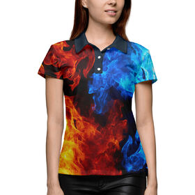 Женская рубашка поло 3D с принтом Огонь и Вода в Курске,  |  | 
