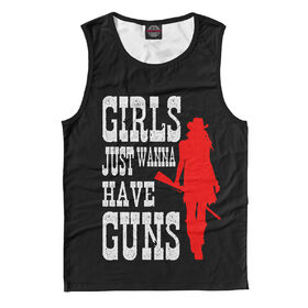 Майка 3D для девочки с принтом Girls just wanna have guns в Тюмени,  |  | 