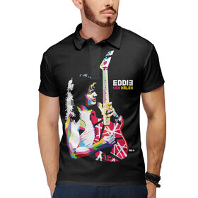 Мужская рубашка поло 3D с принтом Eddie Van Halen в Кировске,  |  | Тематика изображения на принте: 