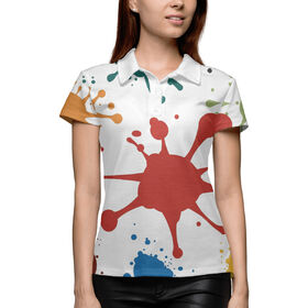 Женская рубашка поло 3D с принтом Кляксики в Новосибирске,  |  | Тематика изображения на принте: 