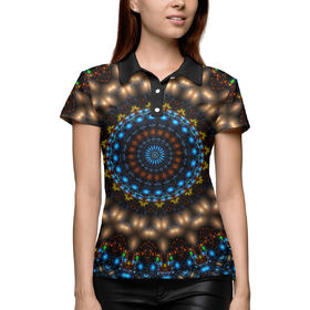 Женская рубашка поло 3D с принтом Space mandala в Тюмени,  |  | 