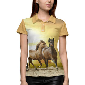 Женская рубашка поло 3D с принтом 3 коня в Курске,  |  | 