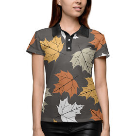 Женская рубашка поло 3D с принтом Осенние листья в Курске,  |  | 