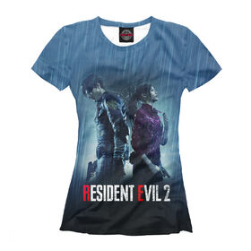 Женская футболка 3D с принтом Resident Evil 2 Remake , Выбор из трех типов ткани | <ul> <li>Обычная ткань — интерлок, спортивный трикотаж. Плотность 140 г/м.кв. Состав: 100% полиэстер</li> <li>Премиум ткань — джерси, мягкий трикотаж. Плотность 180 г/м.кв. Состав: 97% полиэстер, 3% эластан</li> <li>Люкс ткань — кулирка, наиболее плотная и долговечня ткань. Плотность 210 г/м.кв. Состав: 97% полиэстер, 3% эластан</li> </ul> | 
