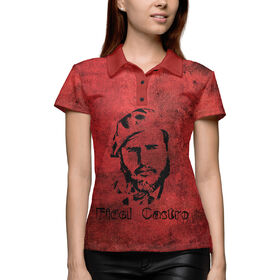 Женская рубашка поло 3D с принтом Fidel Castro в Екатеринбурге,  |  | 