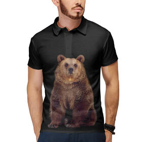 Мужская рубашка поло 3D с принтом Медведь в Курске,  |  | 