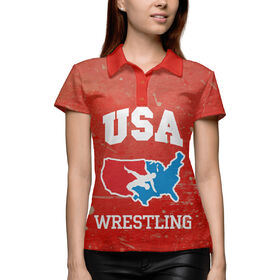 Женская рубашка поло 3D с принтом USA wrestling в Кировске,  |  | 