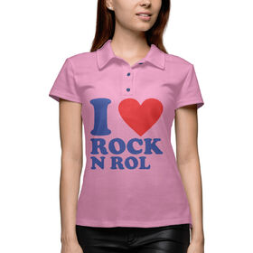 Женская рубашка поло 3D с принтом I love rock-n-roll в Петрозаводске,  |  | 