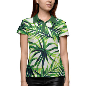 Женская рубашка поло 3D с принтом Пальмовые листья ,  |  | 