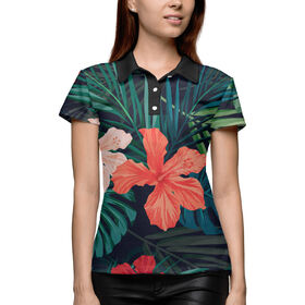 Женская рубашка поло 3D с принтом Tropical island в Кировске,  |  | 