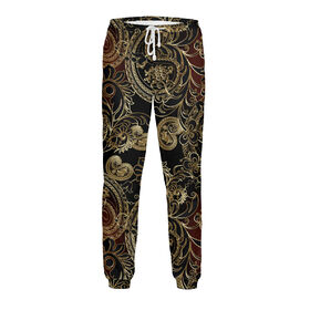 Мужские спортивные штаны с принтом Золотой орнамент в Петрозаводске,  |  | Тематика изображения на принте: 