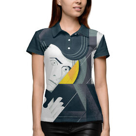 Женская рубашка поло 3D с принтом David Bowie в Новосибирске,  |  | 
