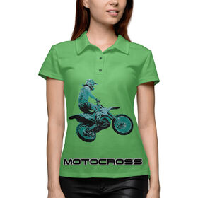 Женская рубашка поло 3D с принтом Мотокросс в Кировске,  |  | 