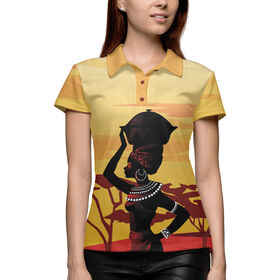 Женская рубашка поло 3D с принтом Африканка в Кировске,  |  | 