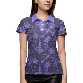 Женская рубашка поло 3D с принтом Floral (Purple) в Екатеринбурге,  |  | 