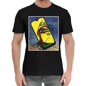 Мужская хлопковая футболка с принтом Смартфон в Тюмени,  |  | 
