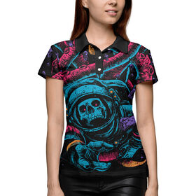 Женская рубашка поло 3D с принтом Космический осьминог ,  |  | 