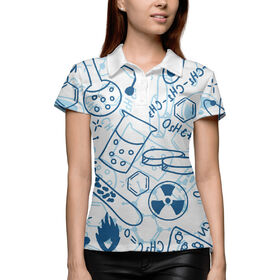 Женская рубашка поло 3D с принтом Химические формулы ,  |  | Тематика изображения на принте: 