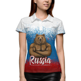 Женская рубашка поло 3D с принтом Русский Мишка в Санкт-Петербурге,  |  | 